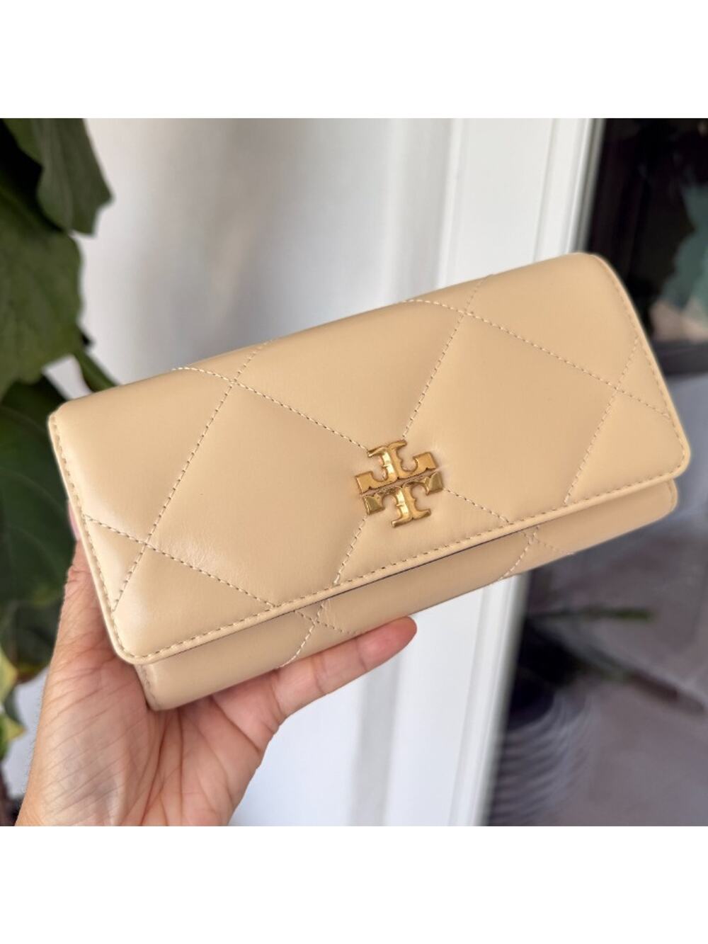 Tory Burch KIRA DIAMOND QUILT FLAP WALLET 163955 Vanilla Soft Serve $260